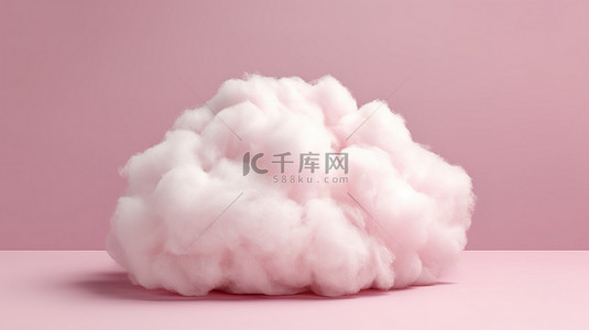 天气气象背景图片_粉红色背景工作室展示半空中蓬松的 3D 云