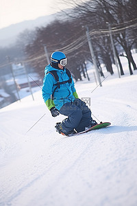 滑雪背景图片_滑雪板斜坡上的人