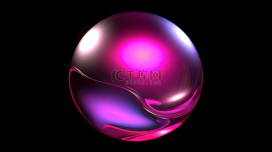 带有粉红色球形抽象的深色背景的 3d 渲染