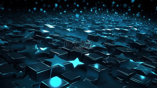具有恒星链接线和点 3d 渲染的抽象蓝色宇宙