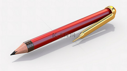 3d 渲染中的弯曲铅笔笔工具包括用于以 jpeg 格式轻松合成的剪切路径