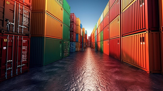 国际物流背景图片_3d 渲染的进出口物流业务货物集装箱