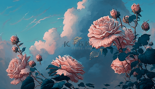 夏天植物花朵背景图片_蔷薇天空唯美意境插图背景