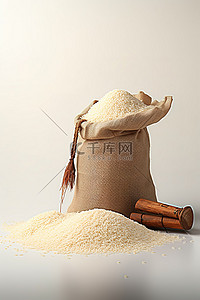 米背景图片_一袋米，中间有一根木棒