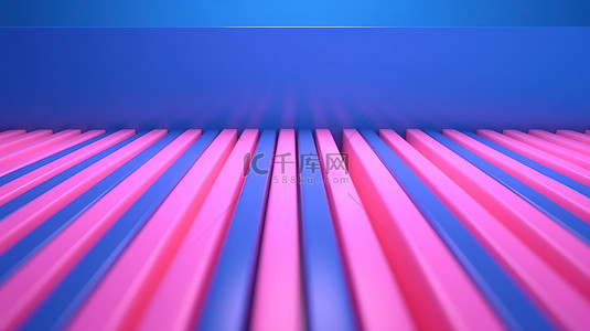 3D 渲染粉红色条纹和丰富的蓝色背景的惊人混合