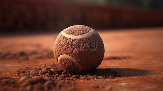 运动手牌背景图片_红土场网球令人惊叹的 3D 渲染