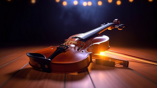 击弦乐器背景图片_黑暗工作室 3D 渲染一把小提琴及其弦乐音乐家的乐器