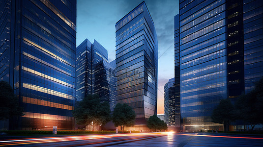 城市商业中心建筑的 3d 渲染