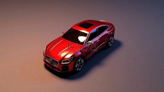 新的背景图片_具有说明性纹理的独立红色汽车的充满活力的 3D 渲染