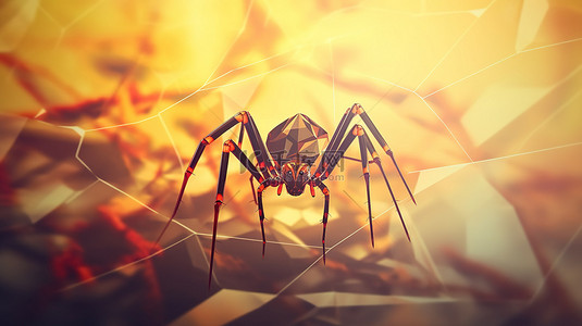 聚设计背景图片_3D 风格化蜘蛛网，具有低聚设计
