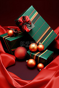 礼物礼物盒背景图片_圣诞礼物和圣诞球的黑白照片