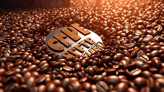 按时休息背景图片_3D 渲染咖啡豆，并按时为您每日冲泡提供排版报价