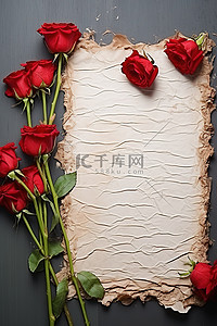 红玫瑰玫瑰背景背景图片_空的笔记本和红玫瑰