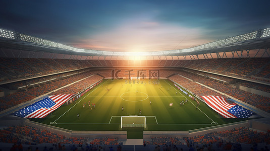 足球场足球场背景图片_美式足球场的壮观 3D 渲染