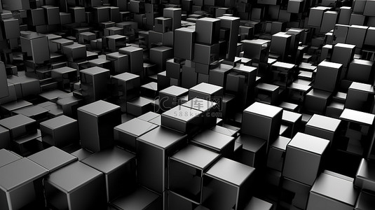 盒壁的黑色立方体失真混沌 3D 渲染