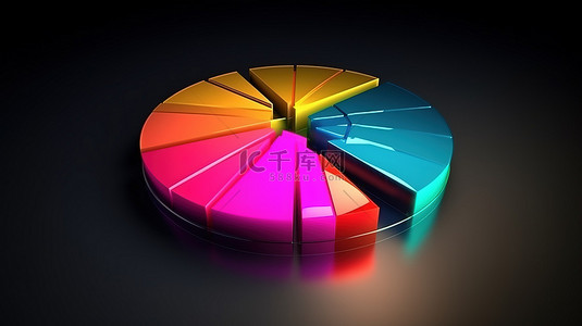 用于宣传册和网页设计的 3D 渲染财务报告图表饼图