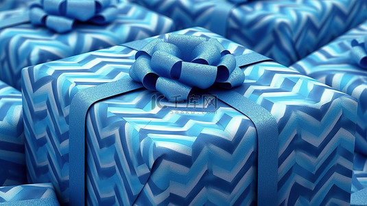 锯齿状边框背景图片_3d 渲染蓬松的包装纸，带有蓝色的锯齿形图案