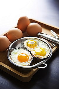 煎鸡蛋背景图片_小滚盘上煎鸡蛋