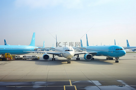 仁川国际机场背景图片_一群飞机停在机场