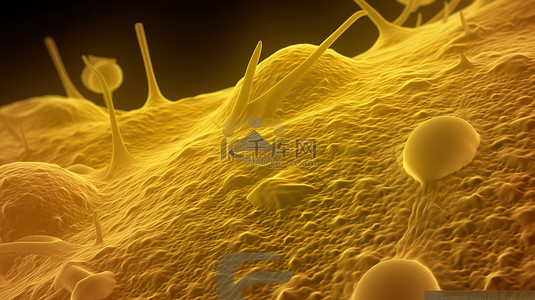 在 3d 中呈现的黄色微观细胞