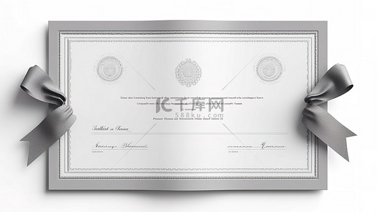 证书荣誉证书背景图片_白色背景文凭证书模板的 3d 渲染