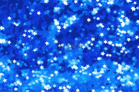 蓝色的大星星散布在白色的灯光下，相互重叠