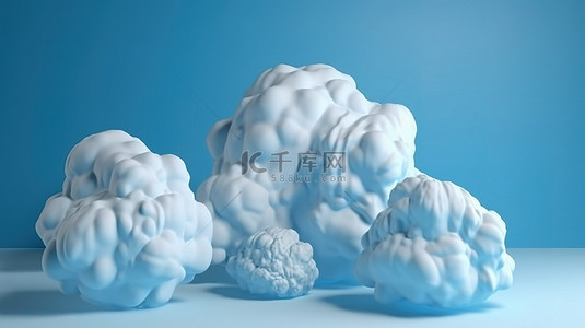 黑胶产品机背景图片_产品拍摄蓝色背景与 3d 渲染云
