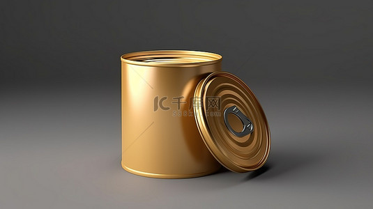 用于咖啡或花生包装的小型金属锡罐模型的 3D 渲染