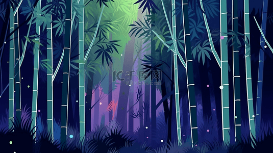竹林植物自然风景卡通装饰背景