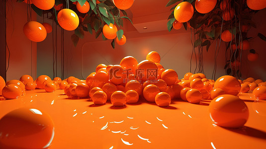 橙色场景背景图片_橙色场景创建者 3d 渲染