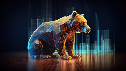 数据经济背景图片_创新的全息图描绘了看跌的外汇市场和股票崩盘 3D 渲染