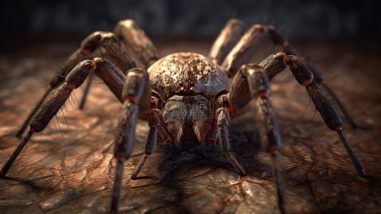 一只大棕色蜘蛛的 3d 渲染
