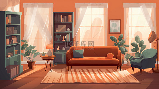 客厅红色沙发