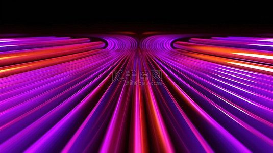 紫色光芒背景图片_反射紫色光芒的抽象霓虹灯线的辐射 3D 渲染