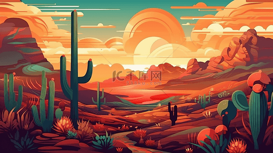 沙漠太阳仙人掌的背景