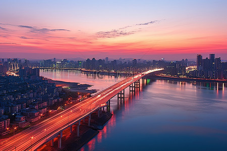 高速河日落首尔市韩国