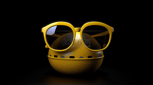 渲染的 3D 图释是带有太阳镜的时尚黄色表情符号