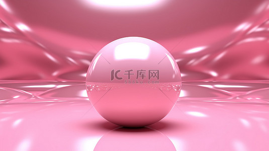 抽象粉红色背景上粉红色球体的 3D 渲染
