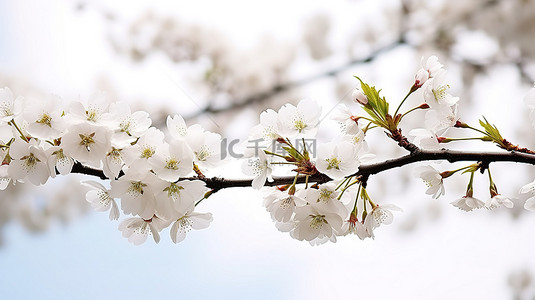 冲绳樱花树上的白色樱花高清