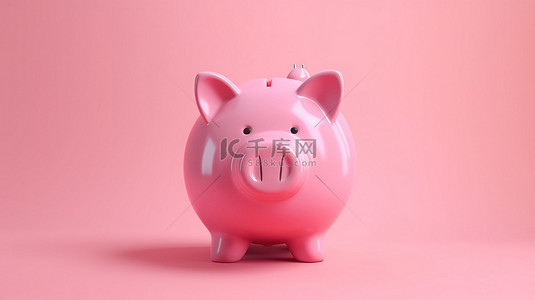 猪的背景背景图片_3D 在充满活力的背景上渲染粉色存钱罐，这是储蓄的象征