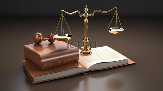 马戏平衡背景图片_法律平衡 3d 木槌搁在书上