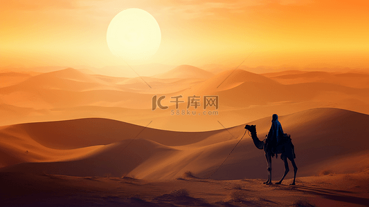 沙漠沙丘骆驼剪影