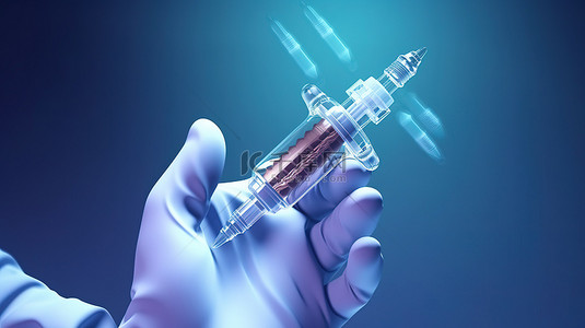 疫苗医疗背景图片_医生在救护车里拿着注射器，说明流感疫苗保健和医学卡通风格 3D 插图