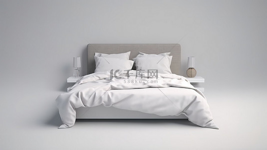 白色床背景图片_时尚简约床这个标题重点关注白色床的简约和干净的美感