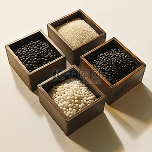 三盒带白籽的干黑豆