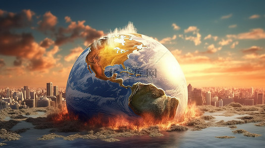 用电安排背景图片_气候变化和全球变暖对我们世界的影响 NASA 的 3D 渲染