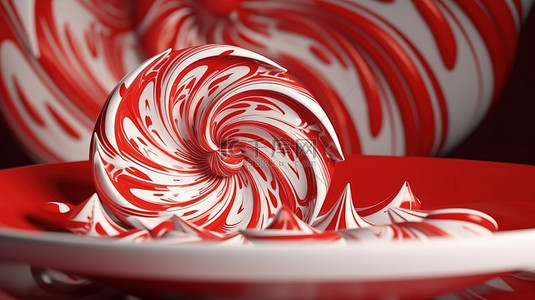螺旋形线条背景图片_3d 渲染背景中旋转的红色和白色板设计