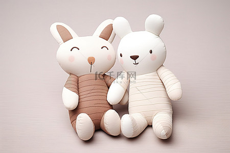 婴儿玩具用品背景图片_可爱的婴儿玩具毛绒熊和兔子