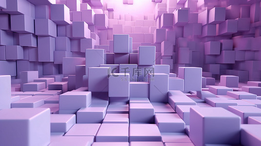 收益模式背景图片_3D 渲染的丁香几何立方体抽象背景的设计灵感