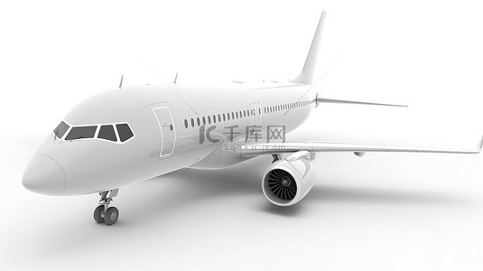 商务科技插图背景图片_白色背景下孤立飞机的 3d 插图